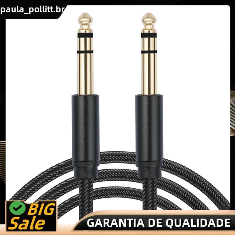 Mono TRS Macho Para Instrumento Cabo De Áudio Remendo Chumbo Guitarra Elétrica Amplificador Mixer Estúdio Gravação