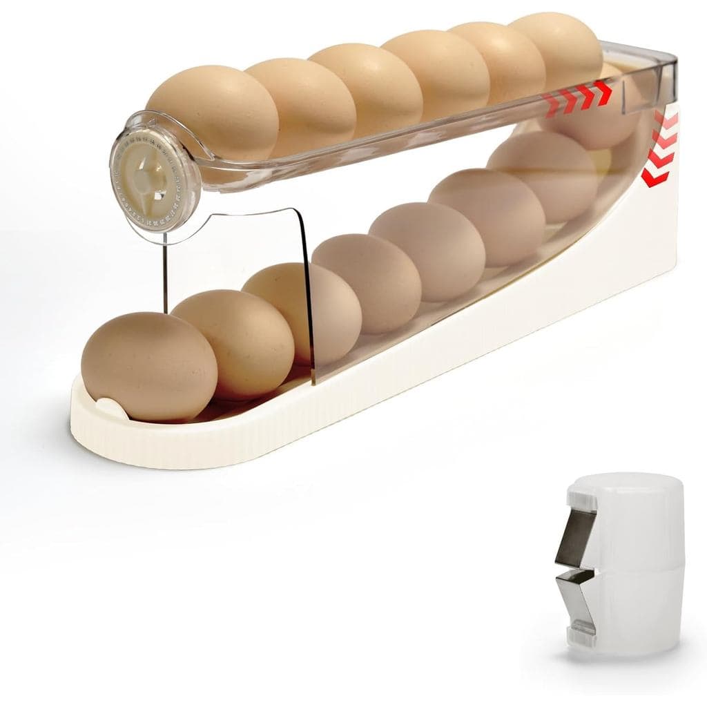 Suporte para ovos para geladeira - Organizador de ovos com rolagem automática para geladeira, dispensador de ovos para r