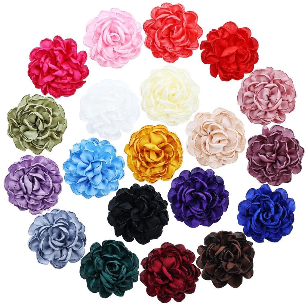 inSowni 20 Peças de Presilhas de Cabelo em Cetim de Seda com Flor de Rosa Grande de 9cm / 3,5", Presilhas de Cabelo Tipo