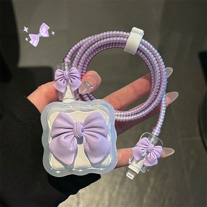 5 Pçs/Set 3D Arco Carregador Capa Protetora Compatível Para iPhone 17 Pro Max Cabo De Dados Enrolador Cabeça De Carregam