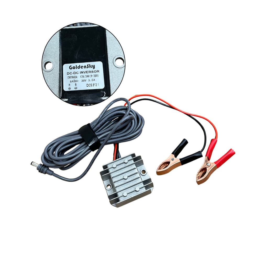 Conversor 30v Starlink Veicular Plugue / Garra Jacaré Dc-dc 12v/24v Cabo 5m