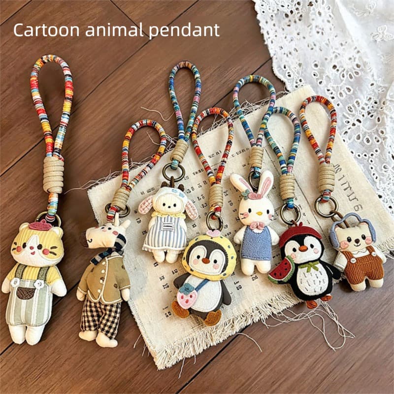 Pingente de pelúcia tecido à mão, macacão de urso e pinguim, acessórios fofos de tecido estilo coreano, acessórios de es