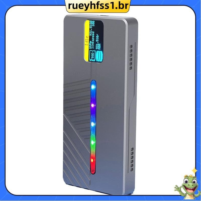 Gabinete SSD M2 NVME NGFF De 10 Gbps RGB Com Tela M/B + Key . 2 Caixa HD Externa 4 Tb Tipo C De Unidade Ard