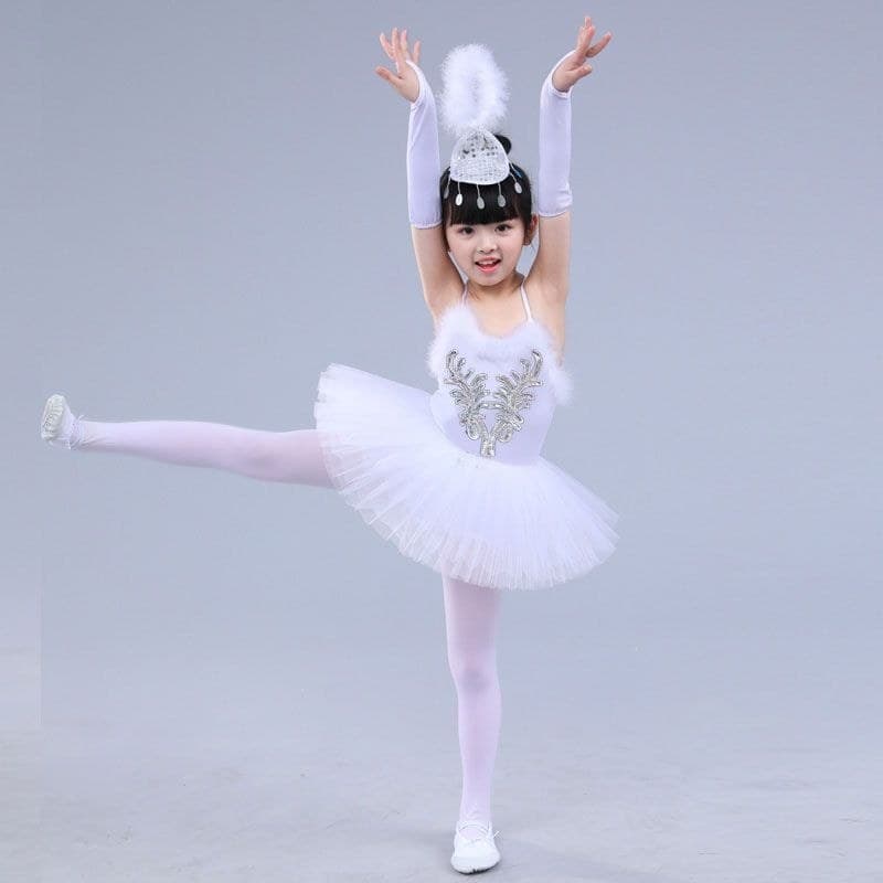 Saia de balé infantil traje de performance criança pequeno cisne saia de dança meninas saia de gaze branca traje de dese
