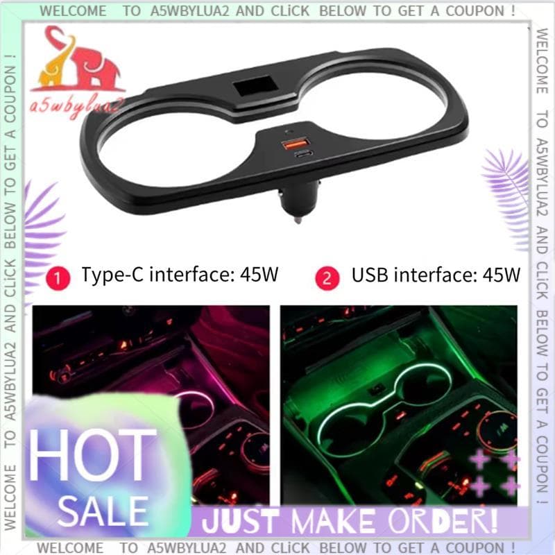 Carro LED Suporte De Copo Luz Ambiente 45W De Carregamento Do TYPE-C Porta USB Para 3 4 Séries I3 I4 2020-2025