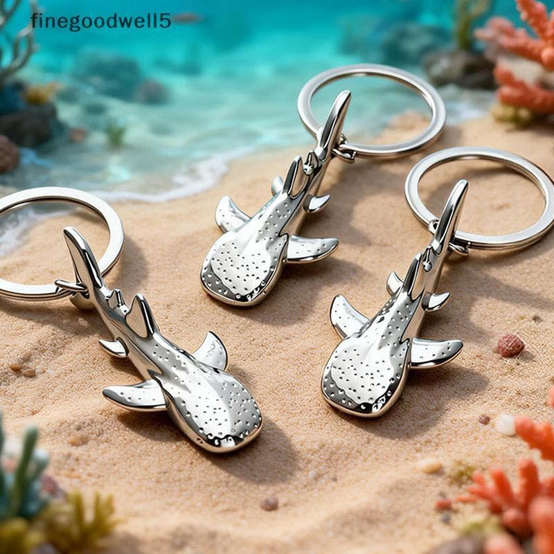 Finegoodwell5 Metal Baleia Tubarão Chaveiro Mini Tamanho Oceano Criativo Pingente Para Sacos Chaveiros Do Carro Único An