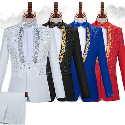 Novo terno de gola alta vestido de coro masculino adulto desempenho traje anfitrião cantor masculino desempenho traje