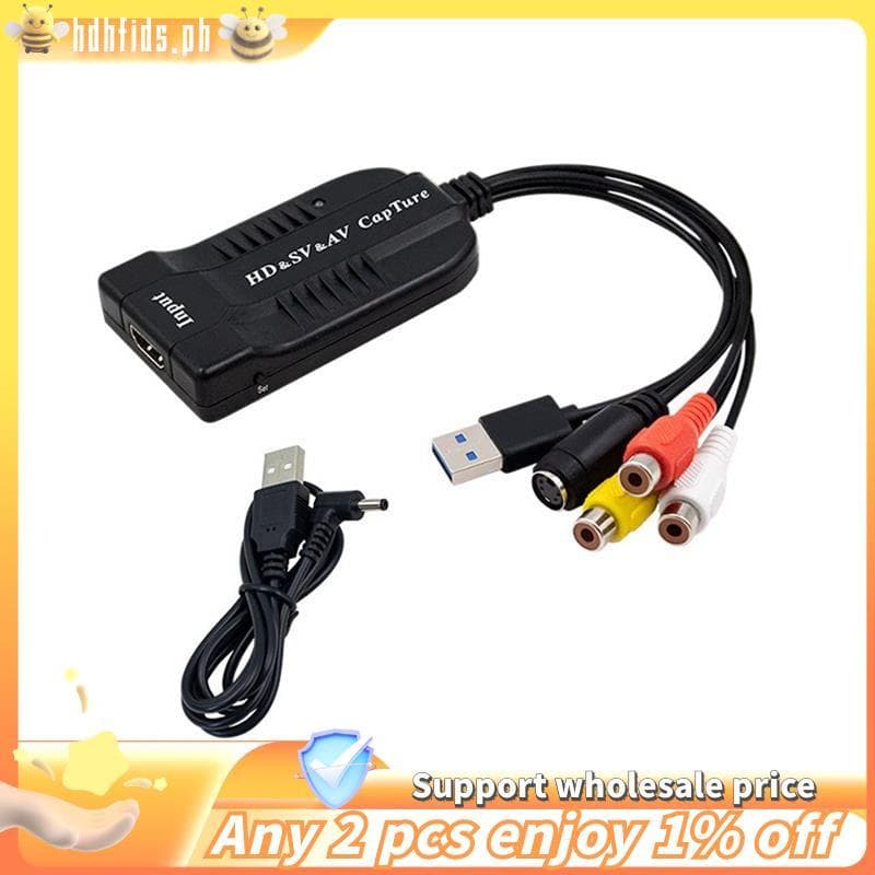 Placa De Captura De Vídeo USB/HD/Hi8/DVD Para Conversor Digital/S-Video Dispositivo Gravação De Áudio E 2.0