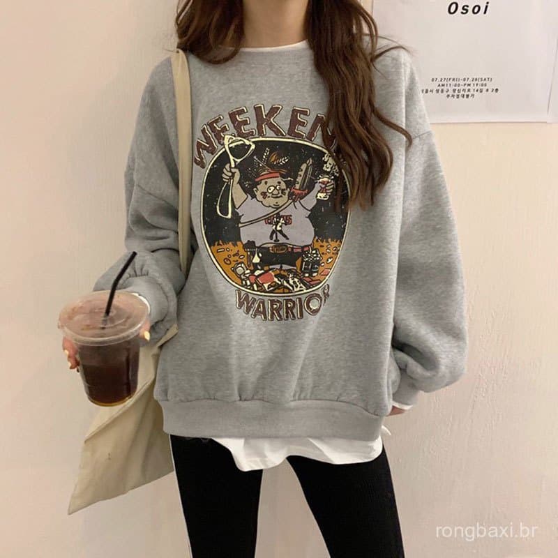 Coreano coreano bf estilo falso moletom de duas peças feminino primavera outono estilo fino 2021 novo estilo solto versã