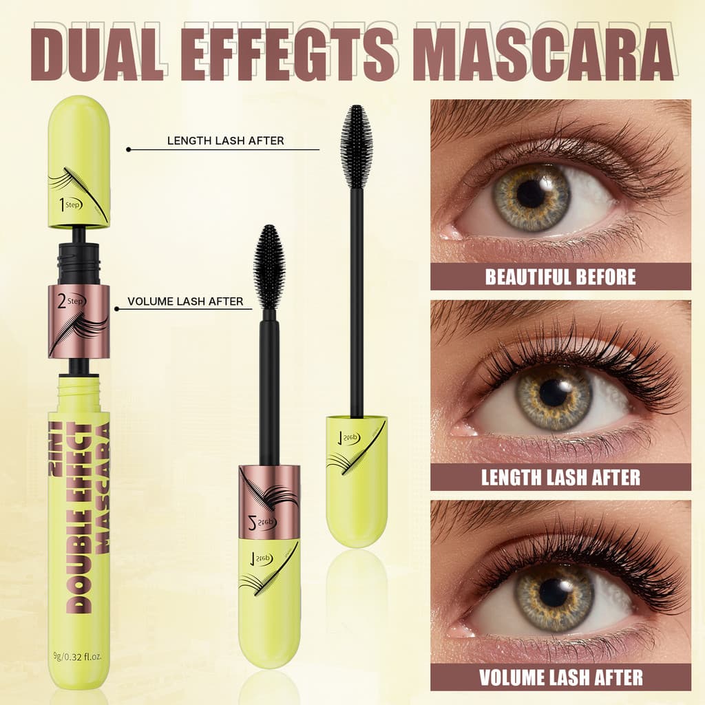 Máscara Hellokiss 2 em 1 de Dupla Função: Espessante, Alongadora, Natural e à Prova d'Água