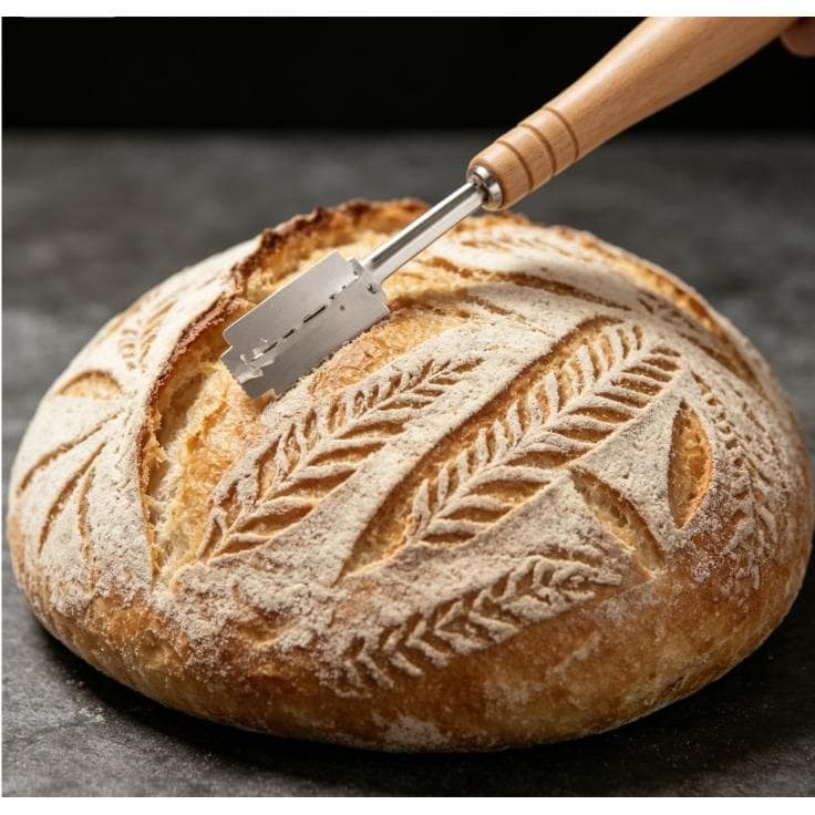 5 peças lâminas de reposição faca de modelagem de pão cabo de madeira cortador de pão europeu Baguette ferramenta especi