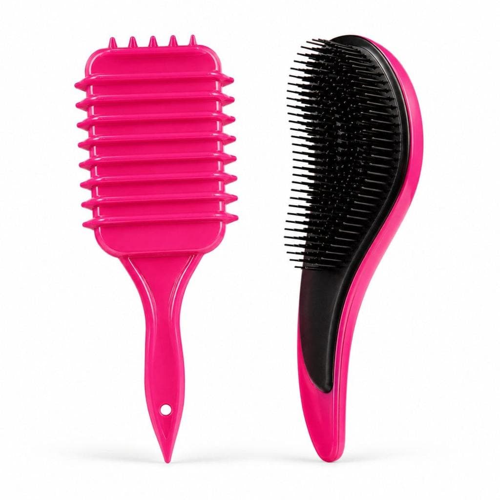 Kit Escova Fitagem e Escova Mágica para Definir e Desembaraçar Cabelos Cachos Definidos Sem Frizz