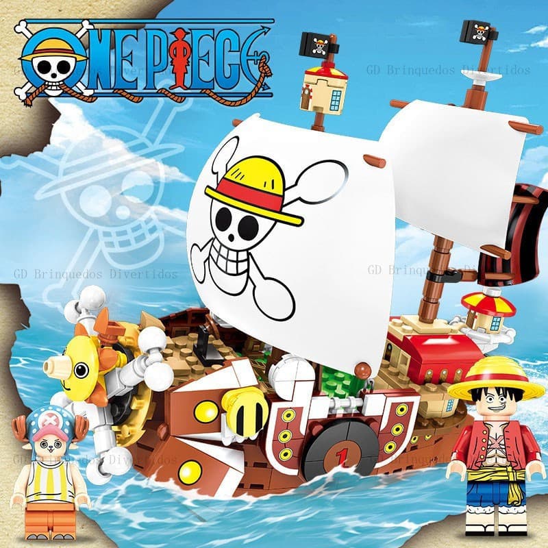 432 Pçs Blocos de Montar One Piece Thousand Sunny com 9 bonecos, Brinquedo Educativo, Presente Natal Aniversário Pronto
