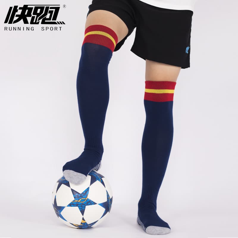 Correndo respirável meias de futebol das crianças meias masculinas toalha inferior sobre o joelho meias de treinamento d
