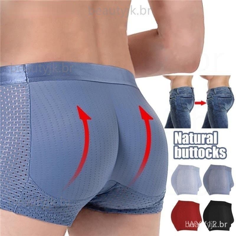 Calcinhas de látex masculinas para modelagem do bumbum, levantamento do quadril, sem costura, cor pêssego NKVS
