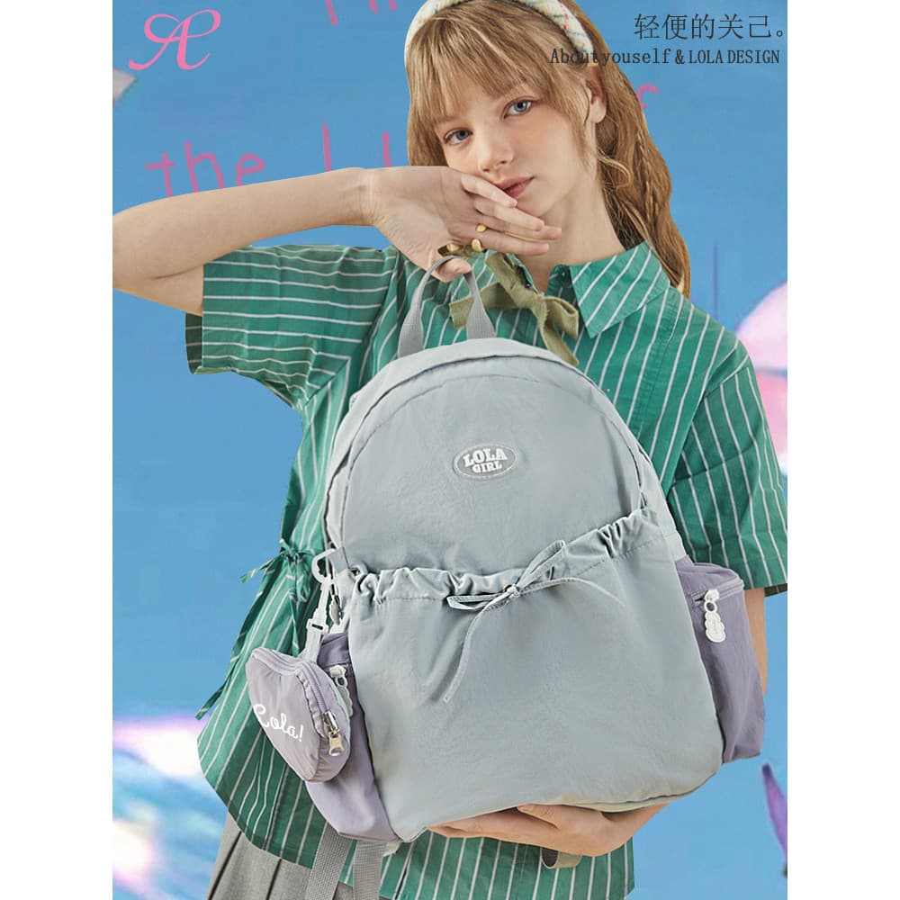 Guanji & Lola Leve Pêssego Coração Mochila Simples Leve Reduzir Carga Estudantes Universitários Grande Capacidade ins Ni