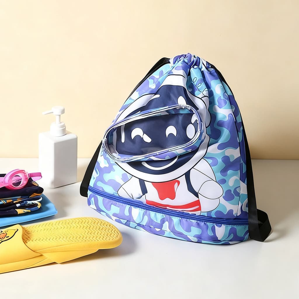 Saco de armazenamento de natação dos desenhos animados crianças saco de armazenamento à prova dwaterproof água praia moc