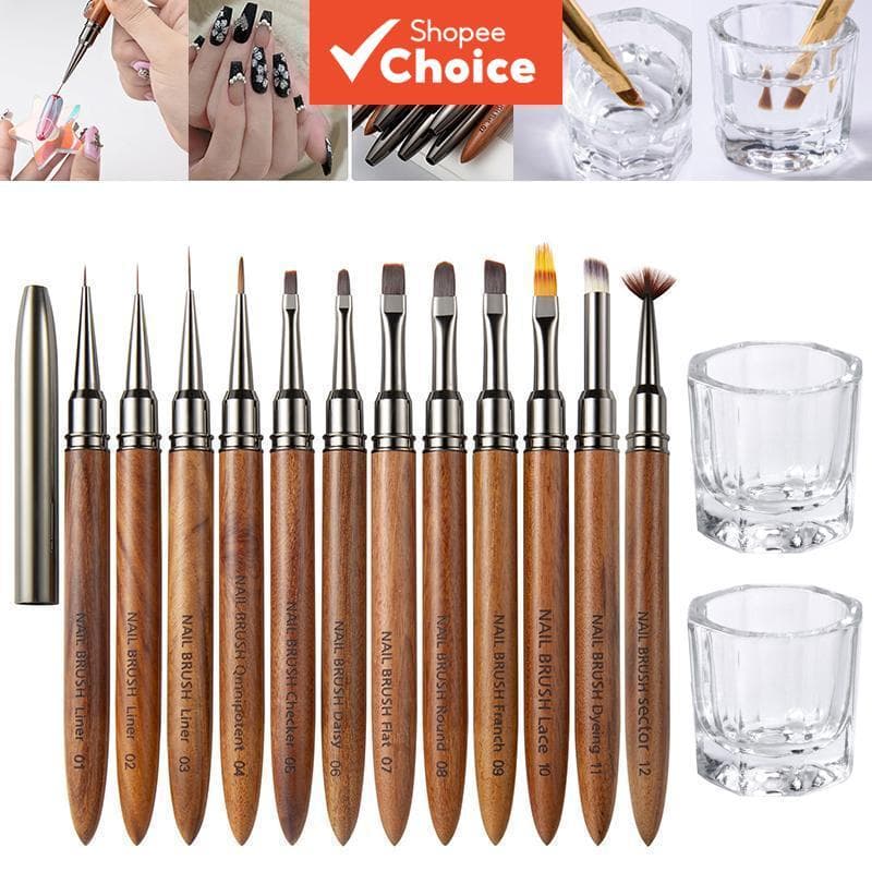 Pincel de polimento de sândalo para pintura de unhas com cristais de vidro para unhas