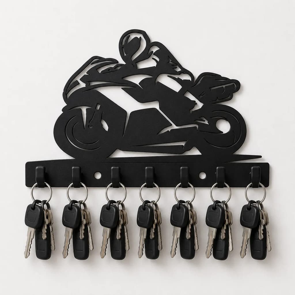 Porta Chaves Moto Esportivo Decoração Visual 7 Ganchos