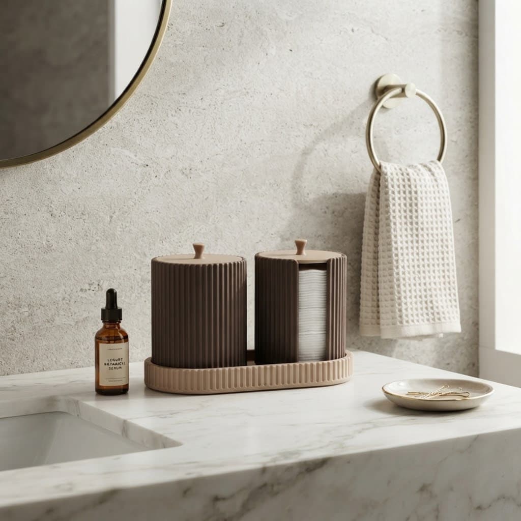Kit Organizador para Banheiro Porta Algodão e Cotonetes com Tampa Organizador de Bancada, Quarto Bebê