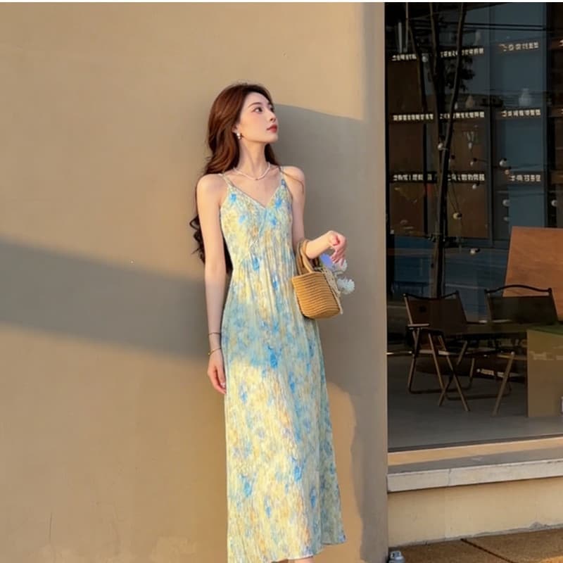 Francês à beira-mar férias estilo Floral estilingue novo estilo linda saia longa