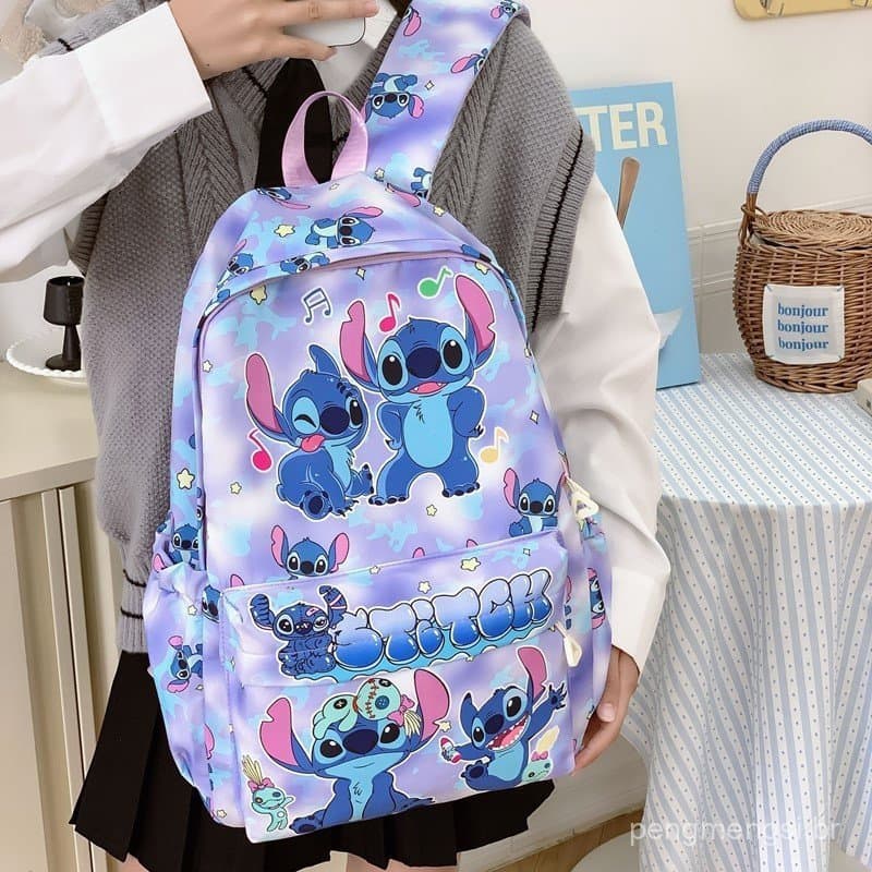 Nova mochila de desenho animado Stitch, mochila de grande capacidade, mochila para jardim de infância, mochila escolar Q