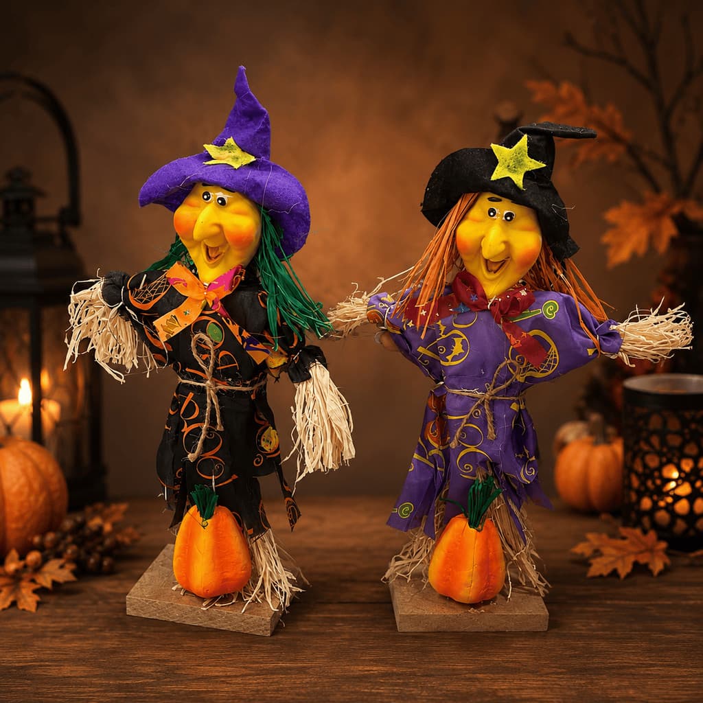 Bruxa com Base 30cm Decorativa Halloween Enfeite para Mesa Vitrine Festa e Decoração Temática