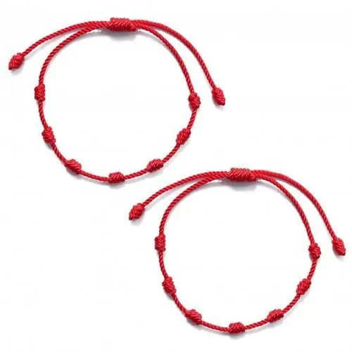 Kit 2 Pulseiras Vermelhas 7 Nós Kabbalah