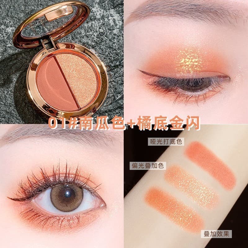 Ming Xizhi Paleta de sombras de duas cores Cor da terra Perolado Fosco Ouro Piscando Polarizado Paleta Pequena Paleta Po