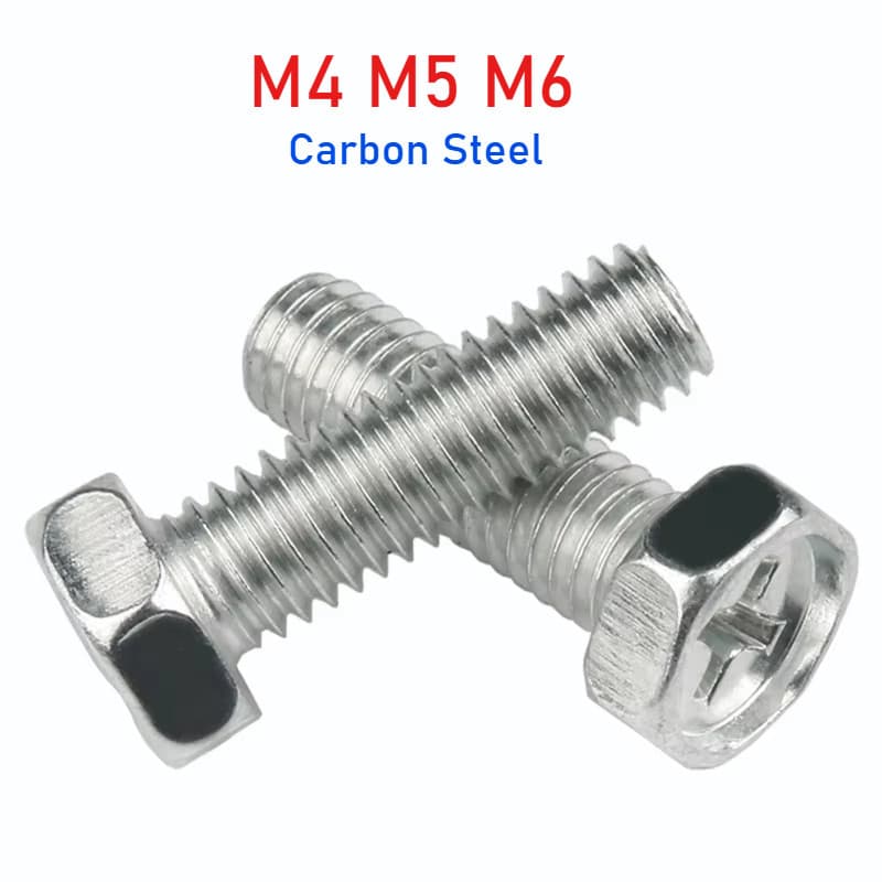 M4 M5 M6 Ferro Galvanizado Aço Carbono Cabeça Pequena Ranhura Cruzada Recesso Parafusos Hexagonais Externos Parafuso Sex