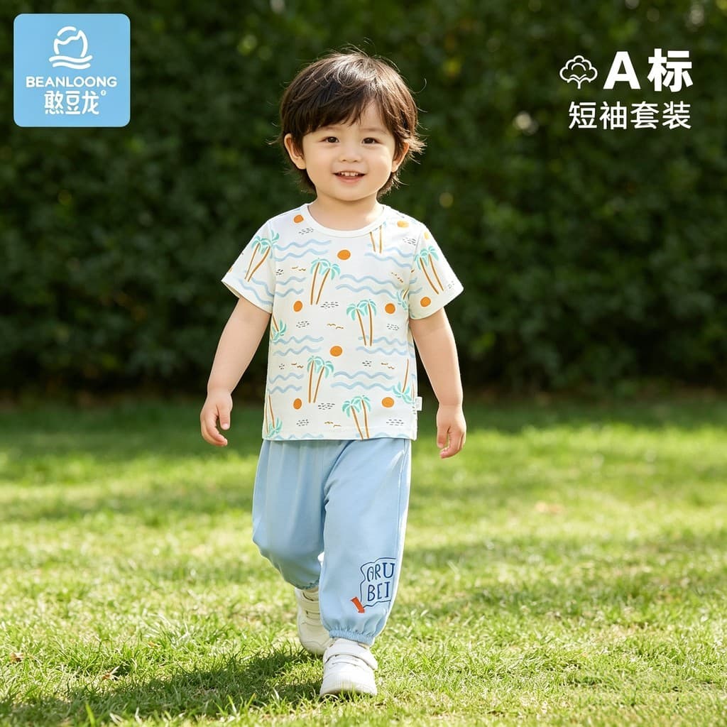 Handoulong bebê classe A calças de manga curta terno verão estilo fino puro algodão roupas de passeio do bebê crianças t