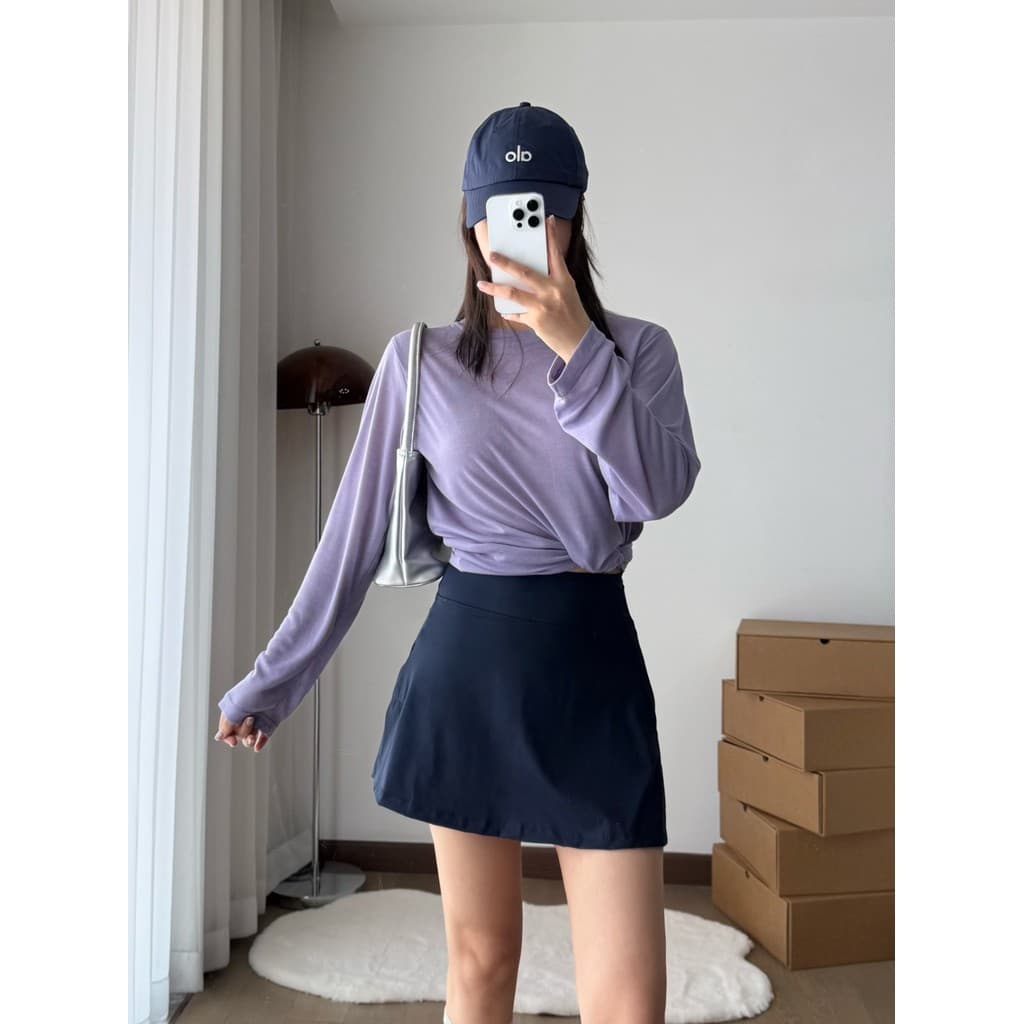 Esportes soltos casuais de manga comprida camiseta macia pele-amigável em torno do pescoço blusa Yoga Wear topo correndo