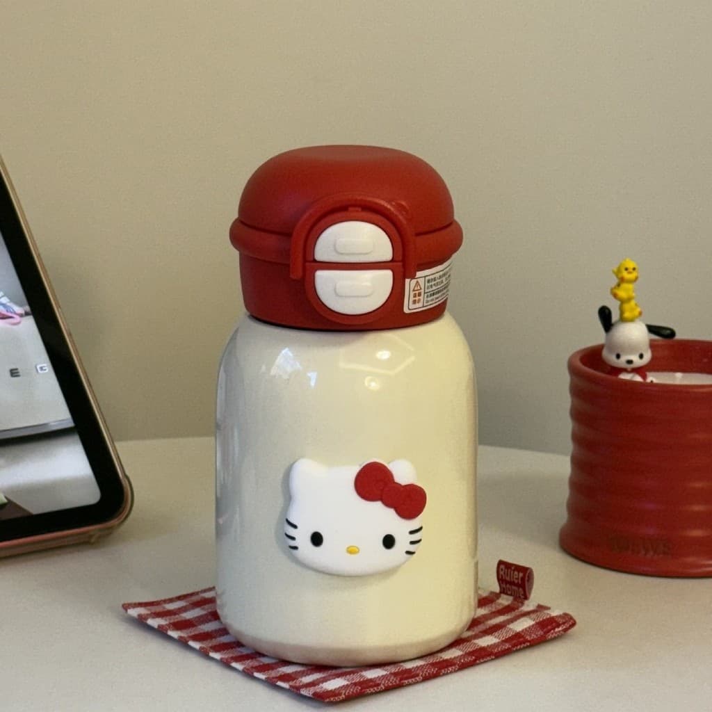 Bonito hellokitty copo térmico de alto valor meninas copo de água crianças estudante copo de palha 316 copo de aço inoxi