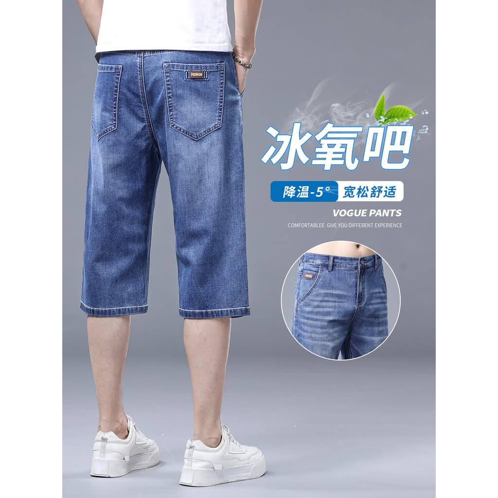 Guangzhou Shintang novo estilo Denim Shorts masculino verão fino solto elástico Tencel Lyocell recortado Casual calças m