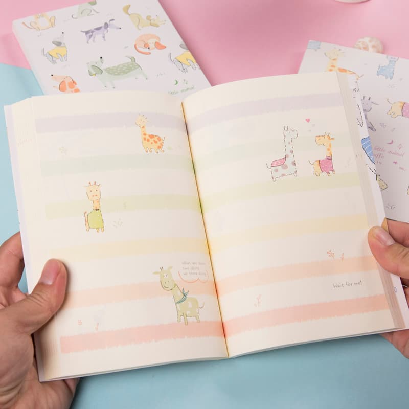Wow Kai Animal Color Page Cotaçãos Ilustração Diário Bonito Alunos da Escola Primária Notas Notas Frescas Presente Noteb