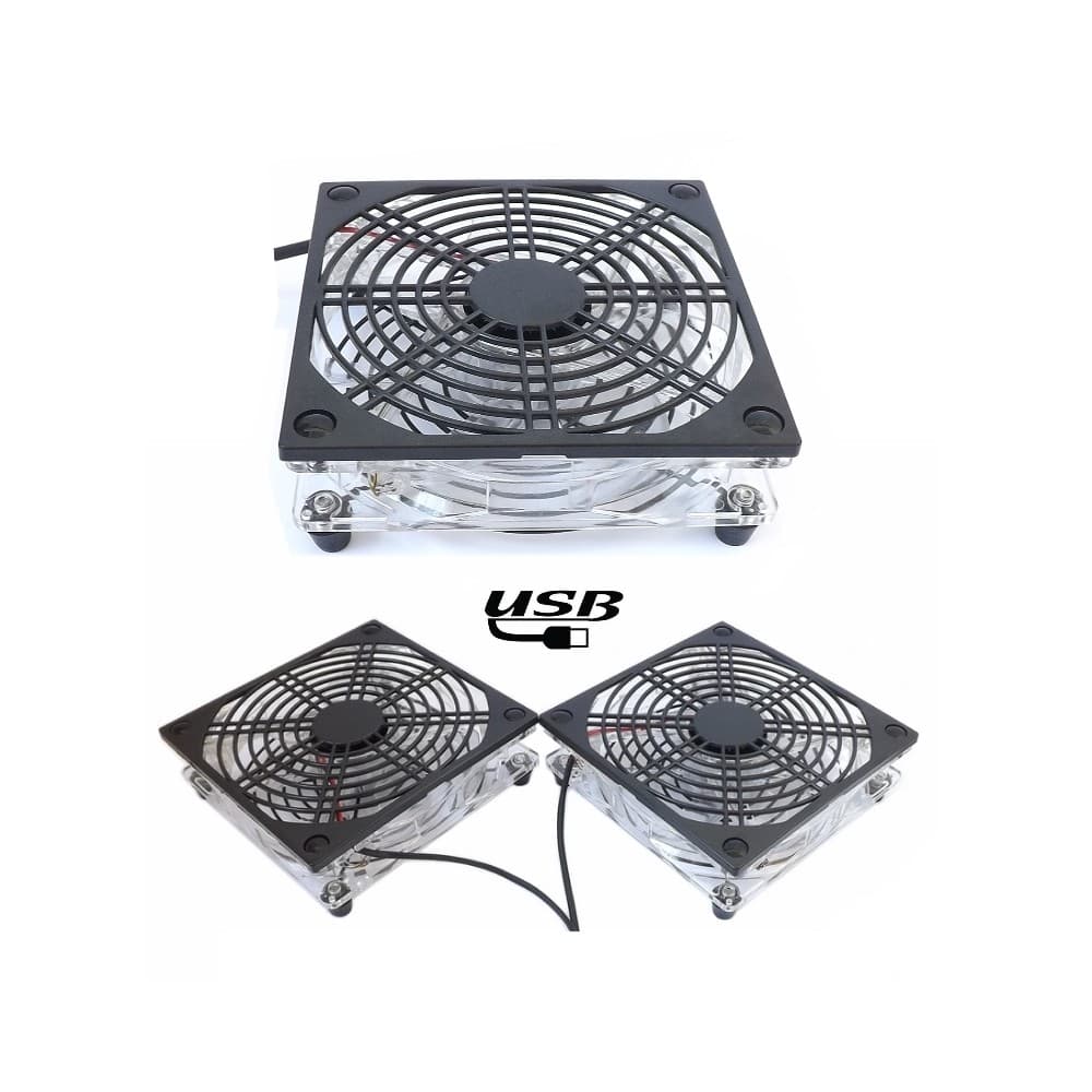12CM roteador sem fio luz gato Set-Top Box ventilador de refrigeração dupla face rede protetora 5V USB silencioso