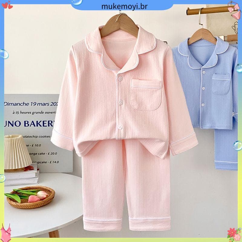 Conjunto de loungewear 100% algodão, pijama, loungewear, grande pedido, Link