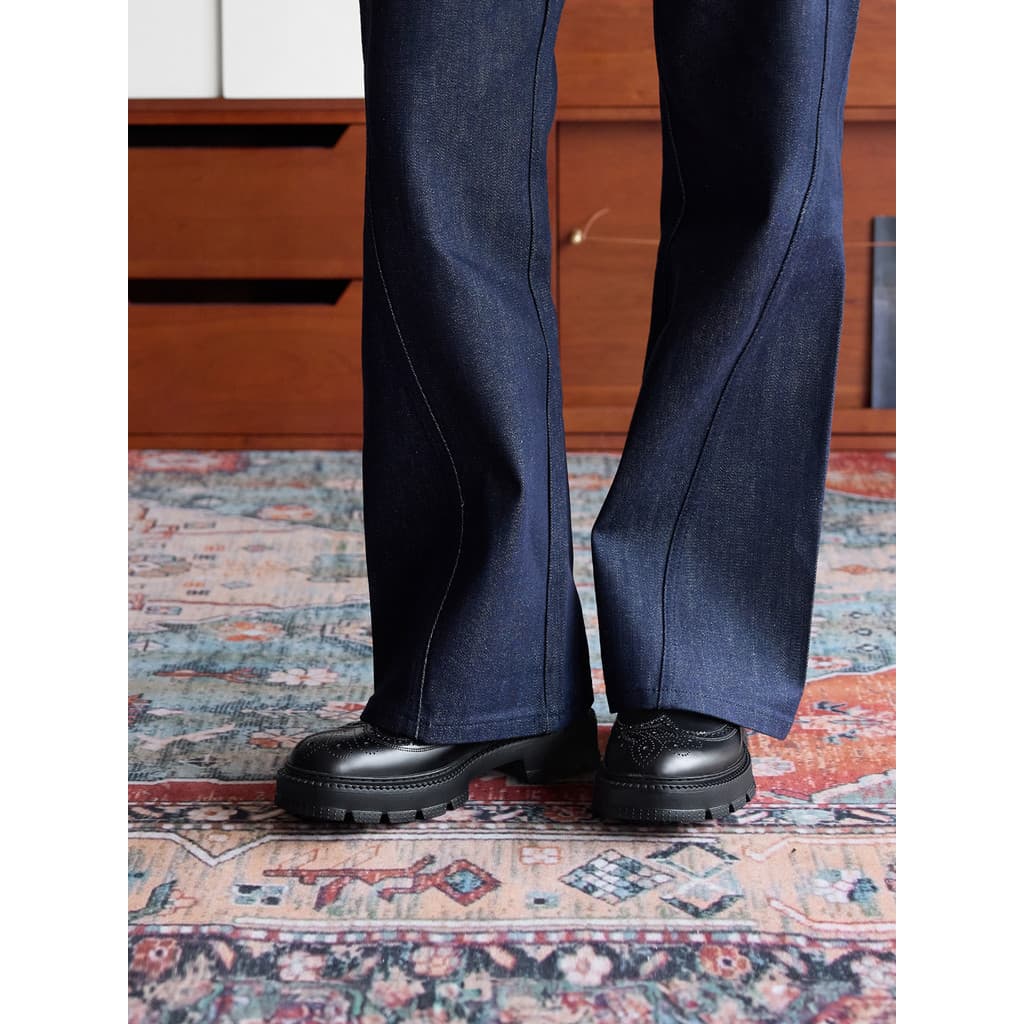 ThomWills ThomWills Sapatos masculinos de couro com aumento Broke esculpido de sola grossa roupa Formal sapatos de noivo