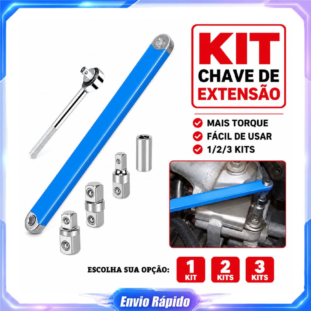 Kit chave extensora offset 1/2/3 conjuntos 6 peças: chave extensora,4 adaptadores e chave catraca para reparos mecânicos