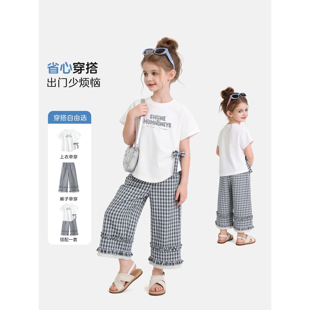 Meninas terno estilo verão 2026 novo estilo moda roupas infantis médio grande crianças verão roupas casuais crianças de
