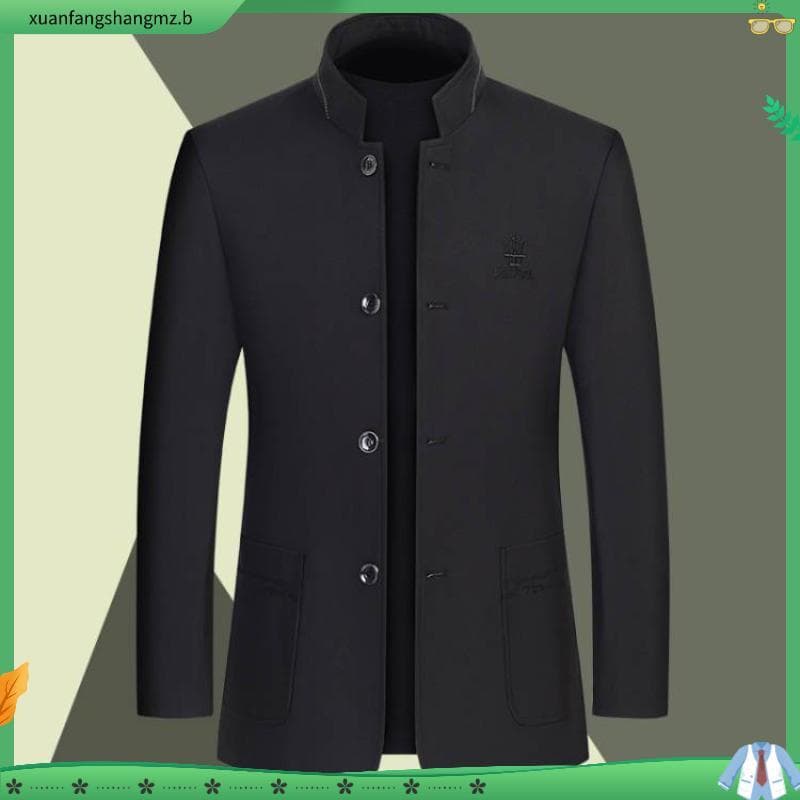 Zhongshan terno Casual gola alta jaqueta masculina cor sólida terno versão coreana magro-ajuste outono inverno algodão e