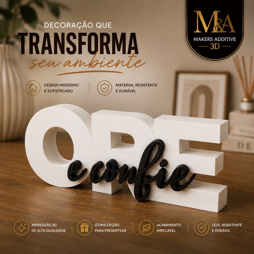 Letreiro Decorativo Ore E Confie Decoração moderna  Para Casa Escritorio salas e outros ambientes