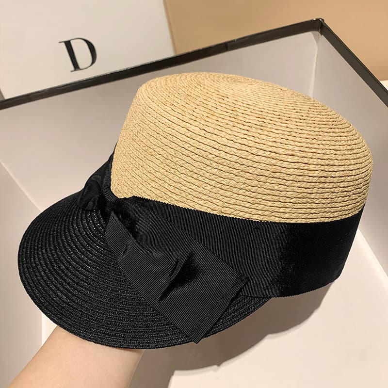 Bowknot verão ráfia chapéu de palha moda feminina protetor solar chapéu de sol elegante All-Match Casual Anti-ultraviole