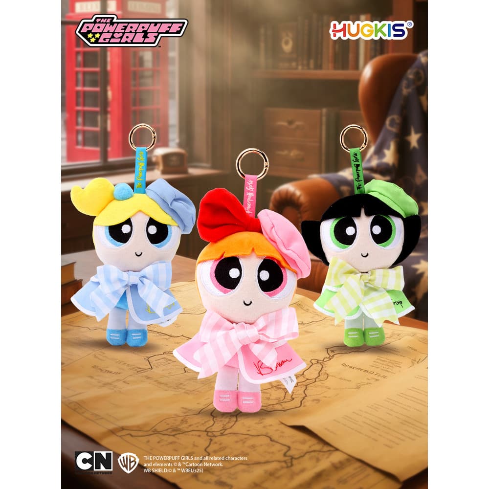 HUGKIS Powerpuff Girls Estilo Britânico Pingente de Pelúcia Desenhos Animados Vestir Roupas de Bebê Boneca Bolha Fofa