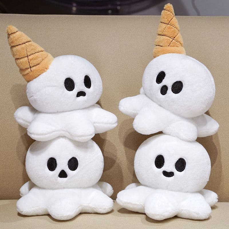Pronto estoque Halloween sorvete fantasma boneca brinquedo de pelúcia bonito engraçado criança boneca chaveiro pequeno p