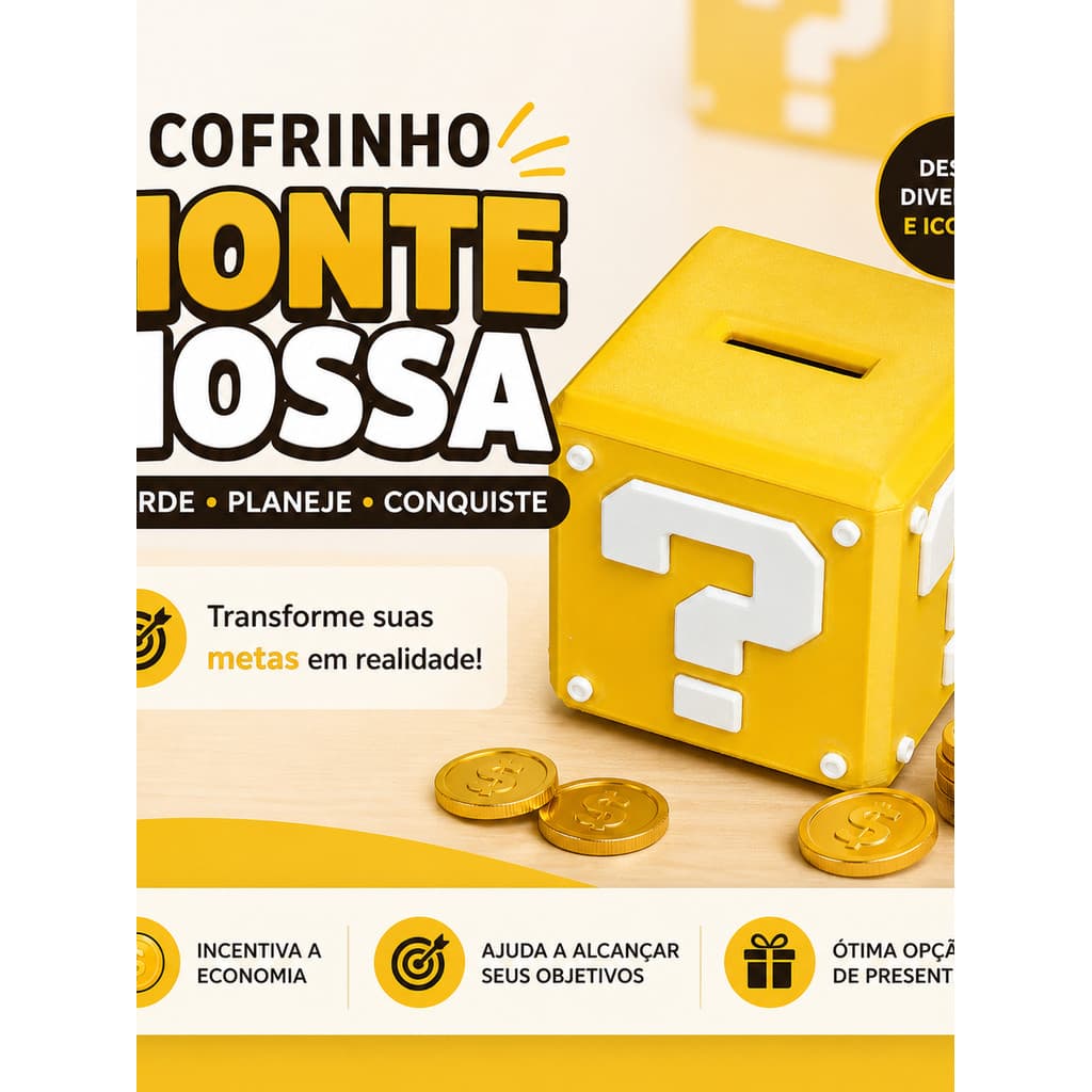 Cofrinho Infantil Cubo Interrogação Porta Moedas Criativo Decorativo Presente Criança Economia Dinheiro Banco Moedas