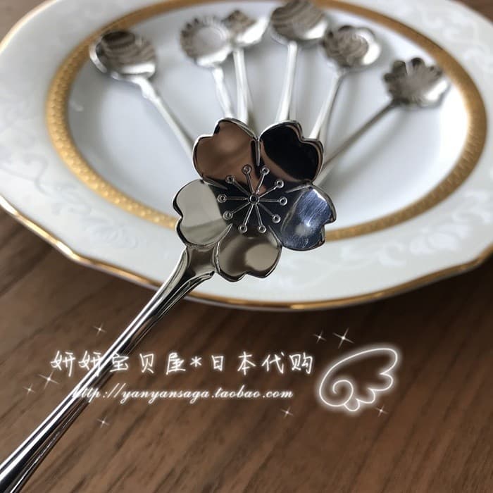 Colher de chá japonesa genuína SALUS Sakura, colher de chá de café em aço inoxidável Sakura/Ameixa/Rosa, estoque pronto