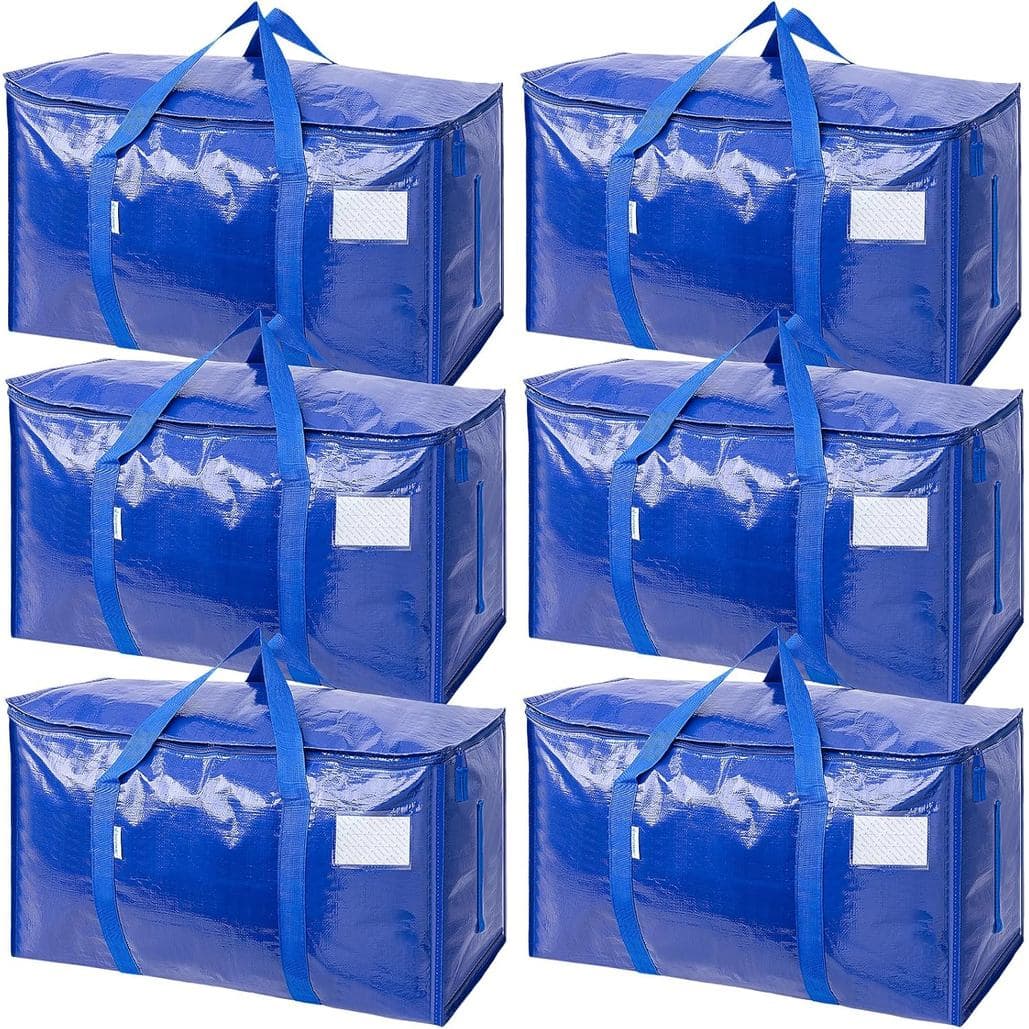 TICONN Pacote com 6 Sacos de Mudança Extra Grandes, Resistentes, com Zíperes e Alças de Transporte, Sacos de Armazenamen