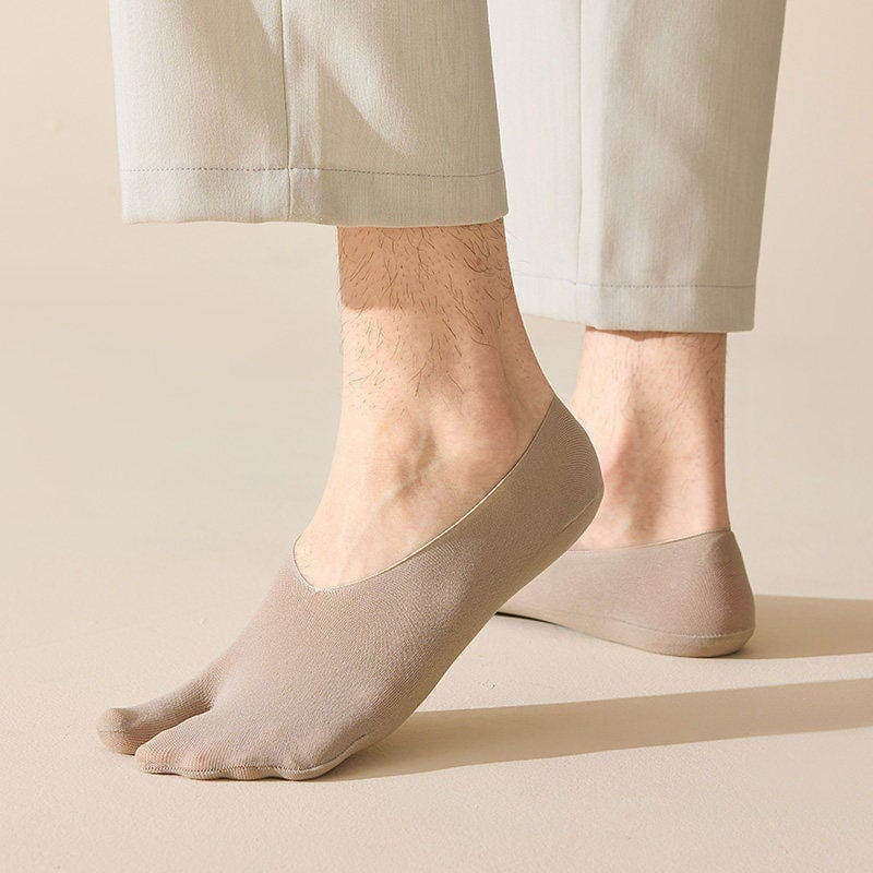 HHR Meias masculinas de dois dedos de veludo boca rasa meias invisíveis masculinas verão estilo fino Silicone meias de b