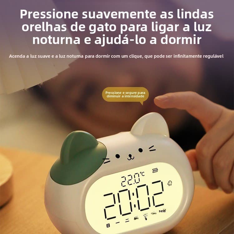 Um despertador inteligente e compacto projetado especificamente para acordar alunos do ensino fundamental.